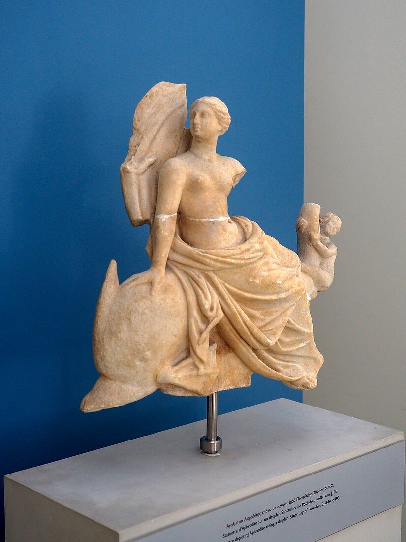 Statue of Aphrodite riding a dolphin