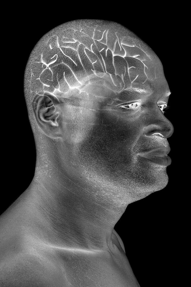 Male brain, composite image