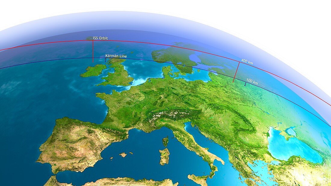 Height of space from Earth, illustration