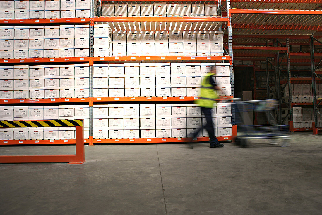 Boxes in storage facility