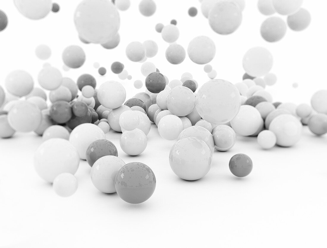 White and grey spheres, illustration