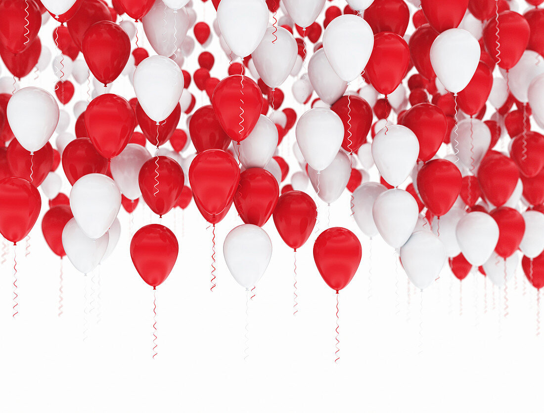 Red and white balloons, illustration