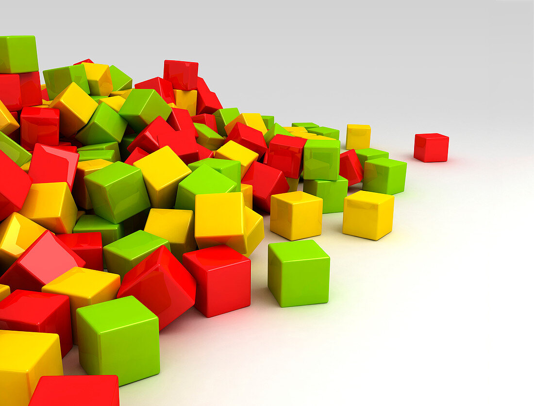 Multicoloured cubes, illustration