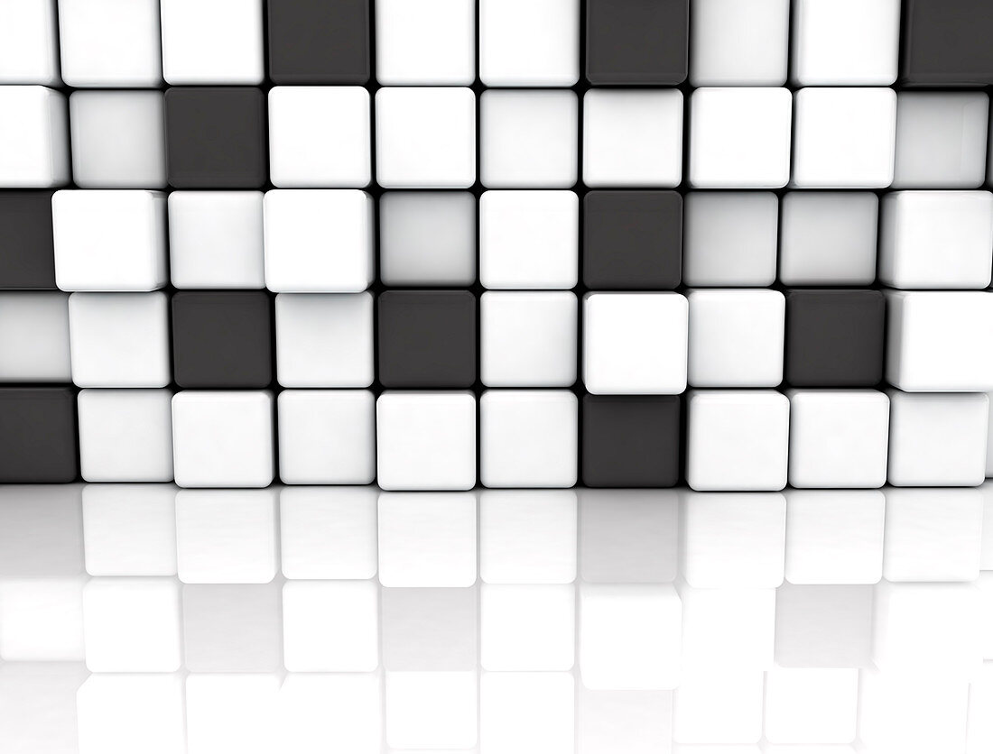 Black and white cubes, illustration