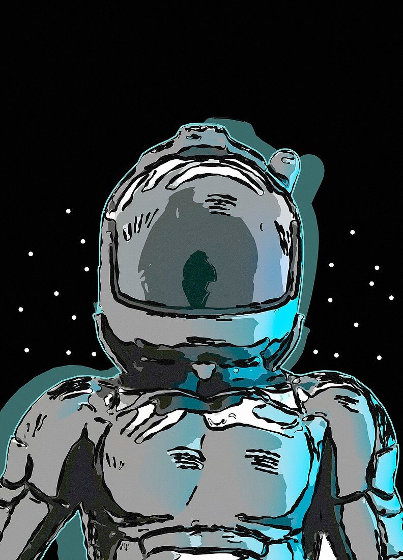 Astronaut in space helmet, illustration