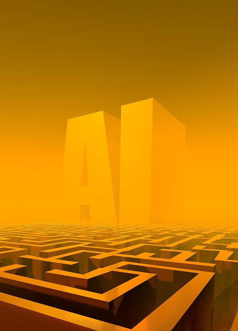 AI maze, conceptual illustration