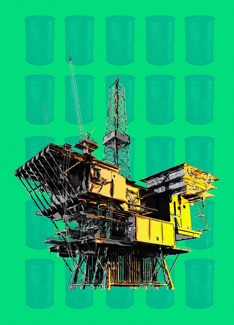 Oil production, conceptual illustration