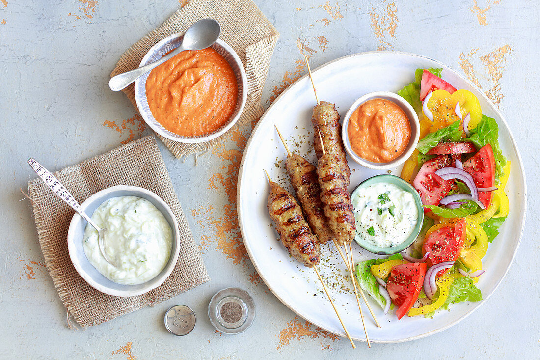 Cevapcici with ajvar and tzatziki