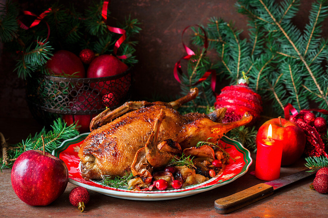 Festive roast duck for Christmas