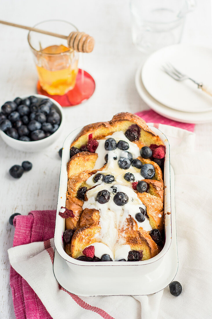 Baked French toast with summer berries