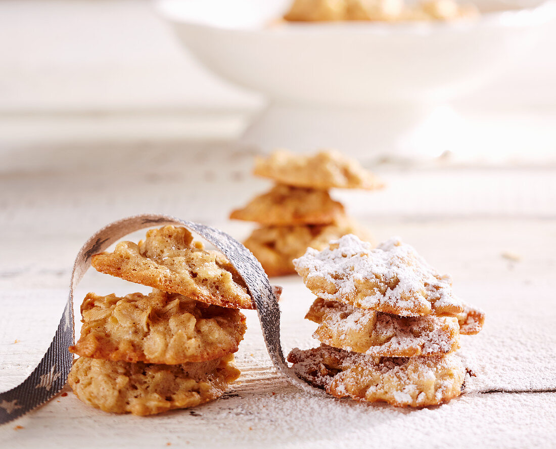 Oat biscuits with gift ribbons