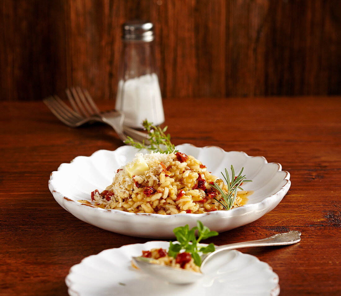 Risotto with pine nuts and dried tomatoes