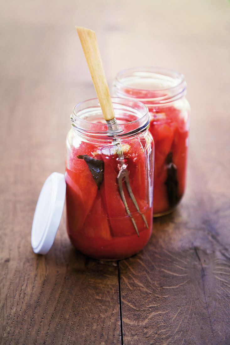 San Marzano tomatoes in a glass