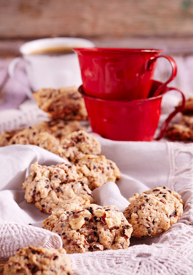 Chocolate nut cookies (Christmas cookies, Iceland)