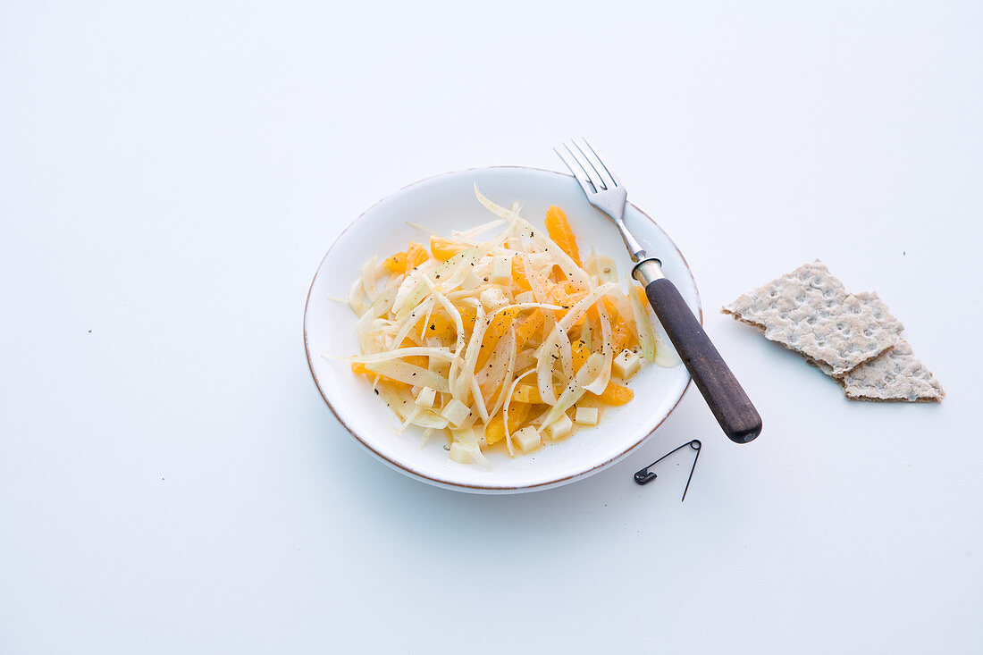 Fennel salad with oranges and sliced ​​cheese