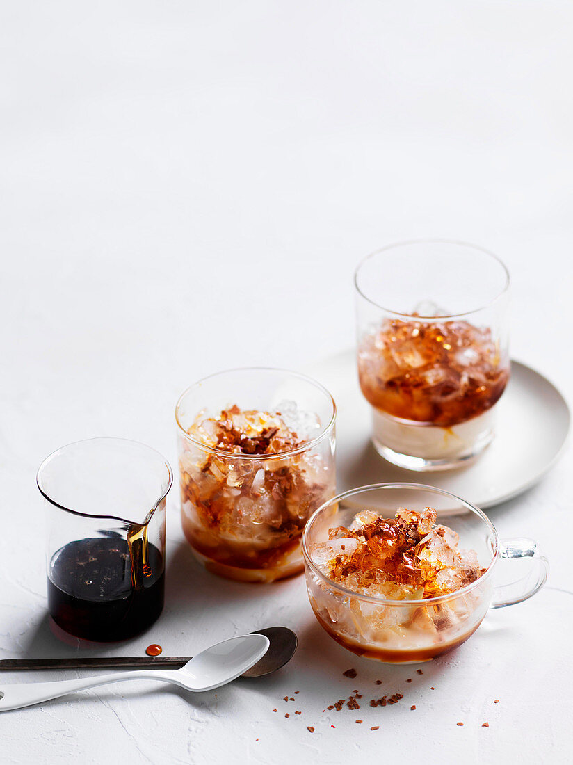 Shaved ice with espresso and marscapone