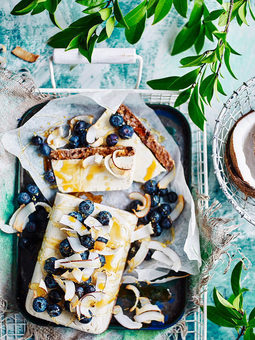 Coconut and choc nut frozen with blueberries