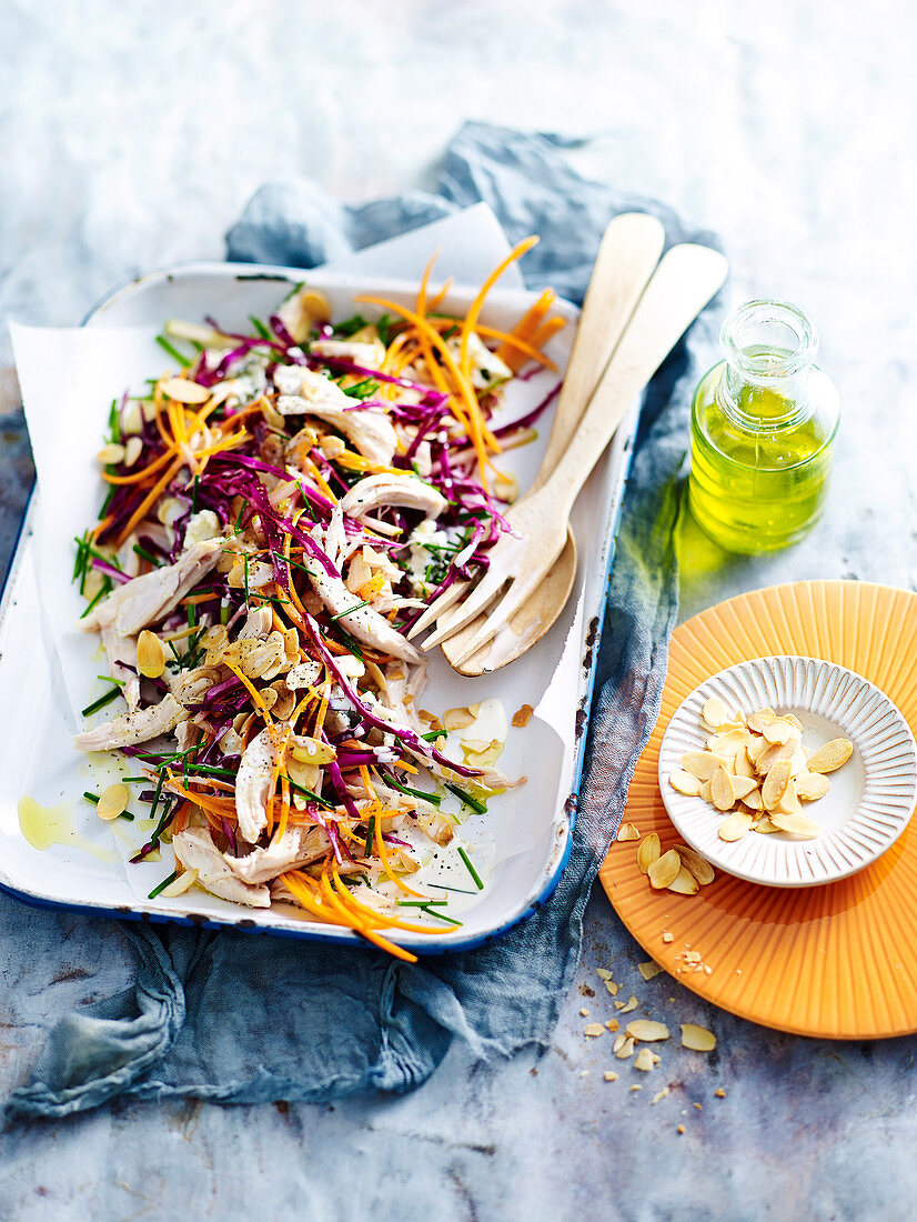 Blue Cheese, Apple and Barbecued Chicken Slaw