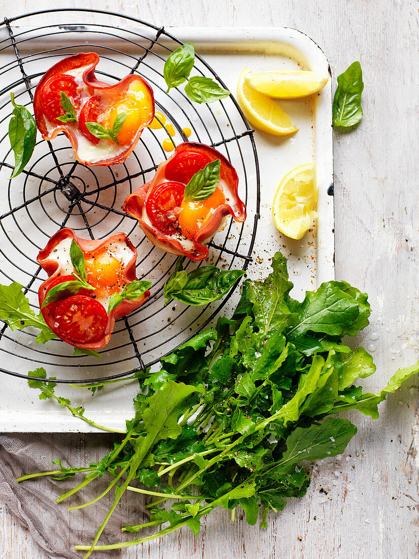 Ham Pockets with cherry tomatoes