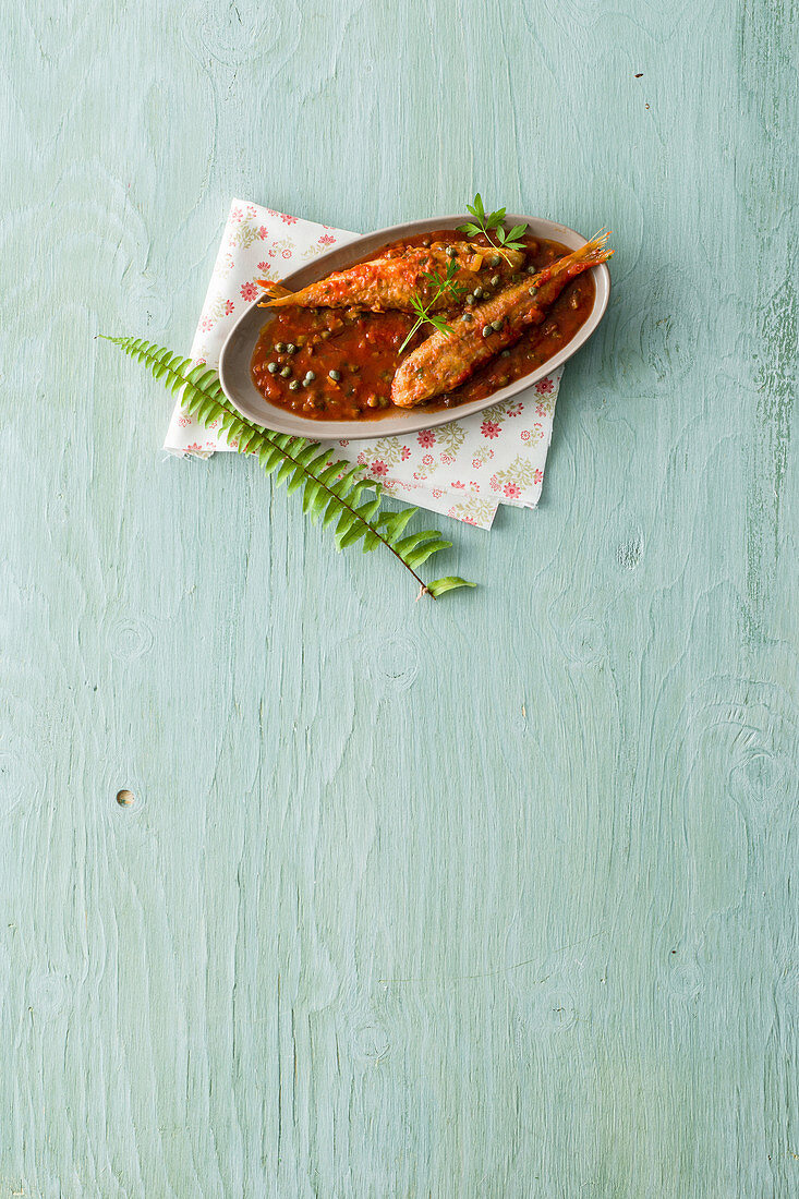 Triglie in salsa agrodolce (Rotbarben in Süß-Sauer-Sauce, Italien)