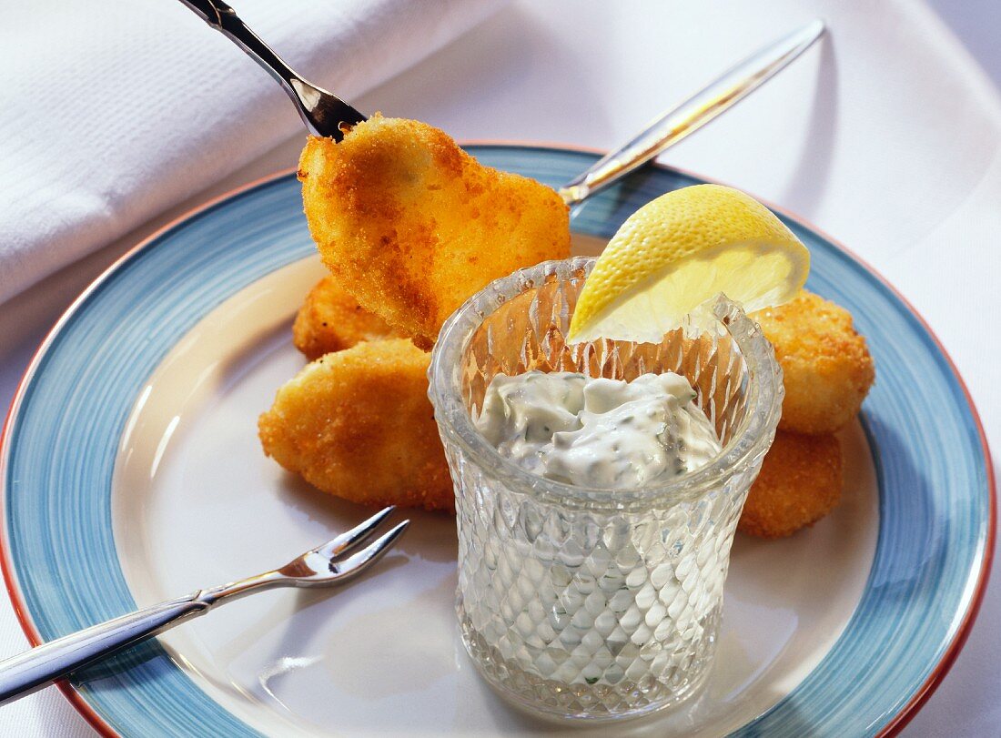 Fried Fish Nuggets with Tartar Sauce