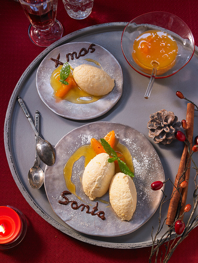 Mandarinen-Topfen-Creme mit Minze