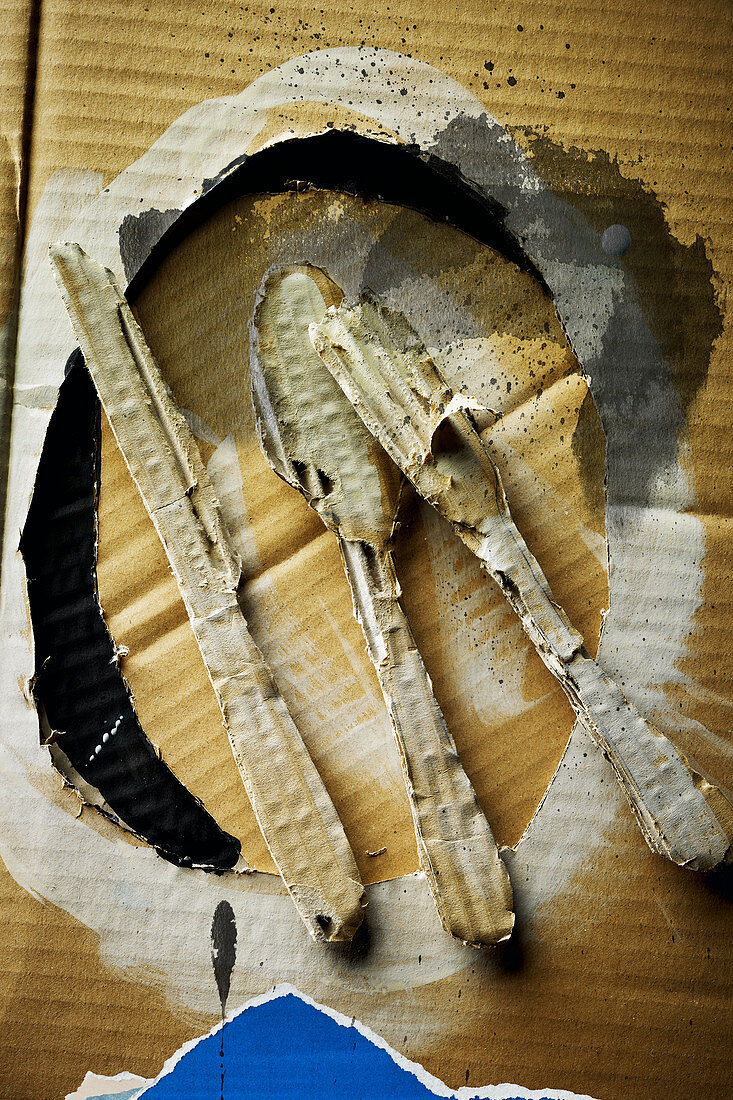 Food art: a collage with cutlery (inspired by Robert Motherwell)