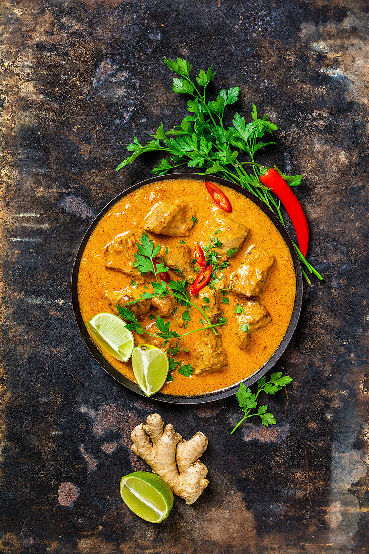 Traditionelles indisches Curry (Aufsicht)