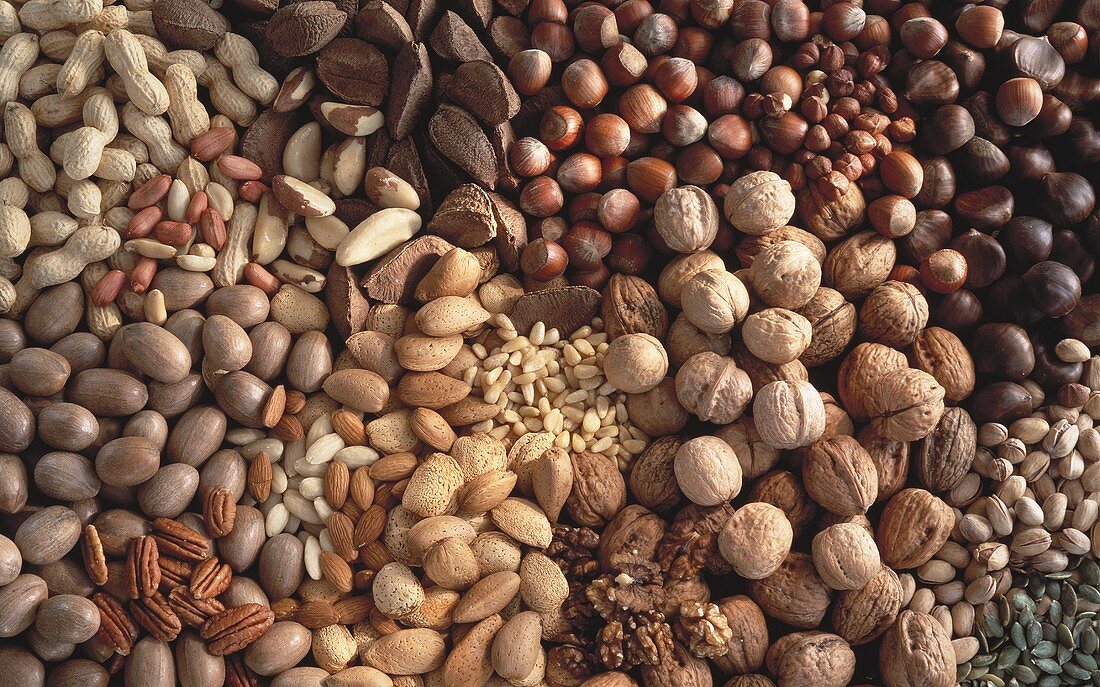Many Assorted Nuts from Overhead