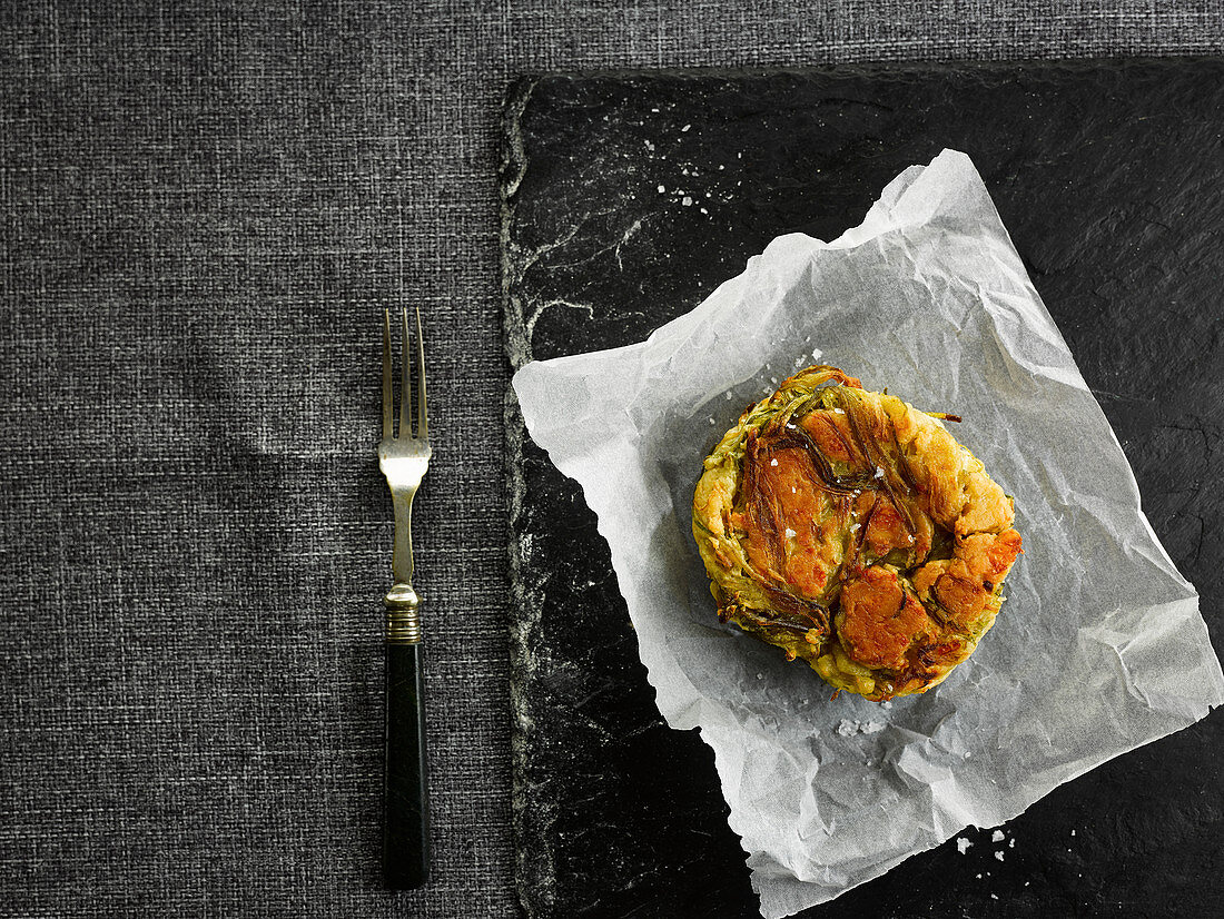 Welsh cake with Caerphilly cheese and leeks