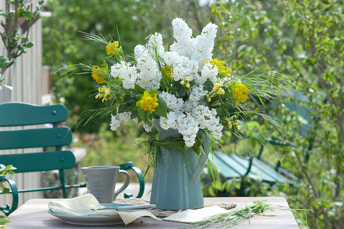 Fragrant Bouquet Of White Lilac And Milkweed