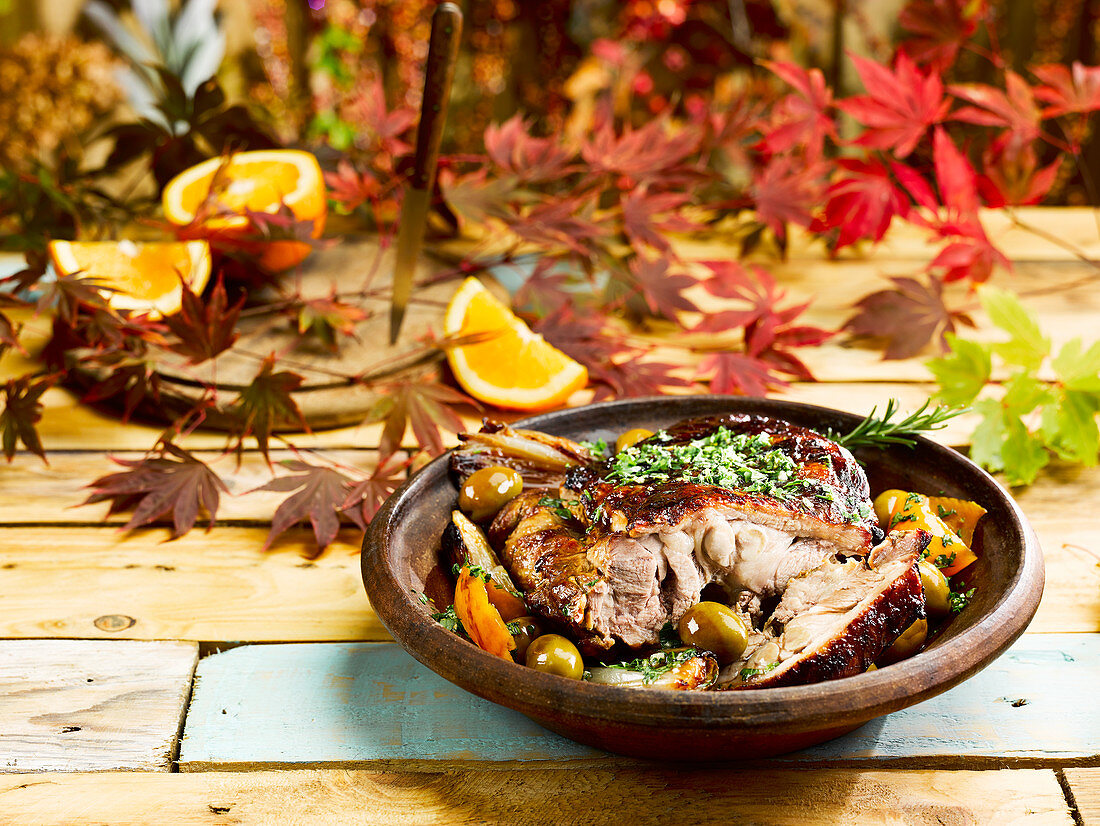 Roast Lamb With Olives and Candied Orange