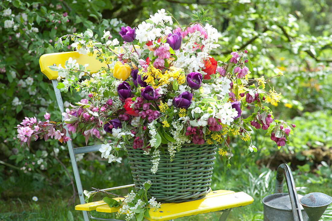 Colorful Spring Bouquet With Blossoming Branches