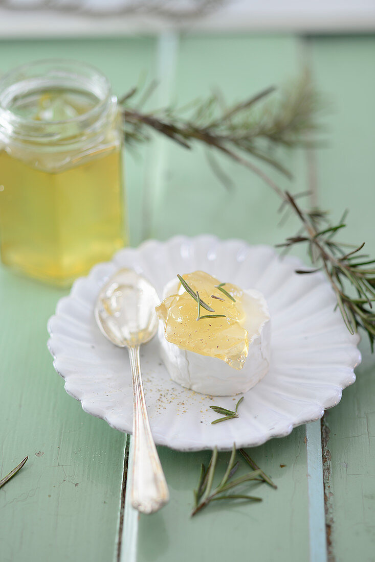 Riesling and rosemary jelly on goat's cheese