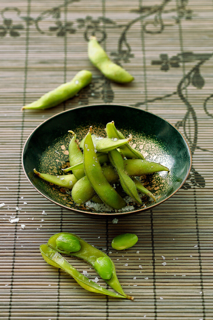 Edamame in a small bowl