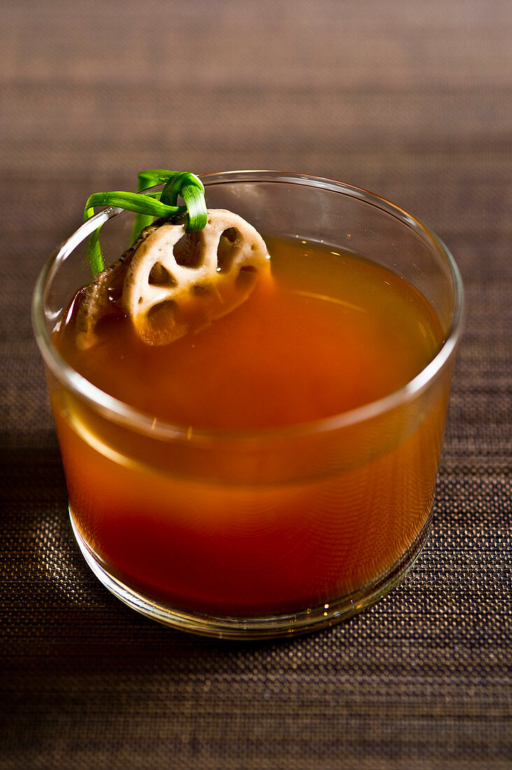 Lotus root tea in a glass