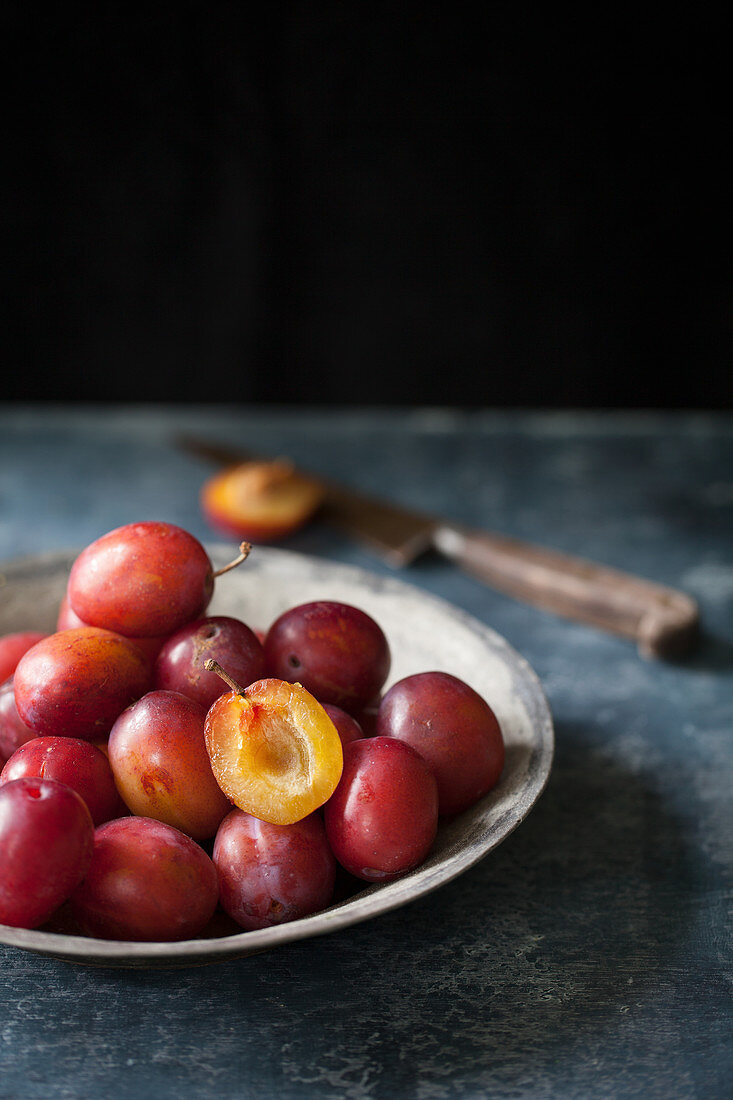 Still life of plums