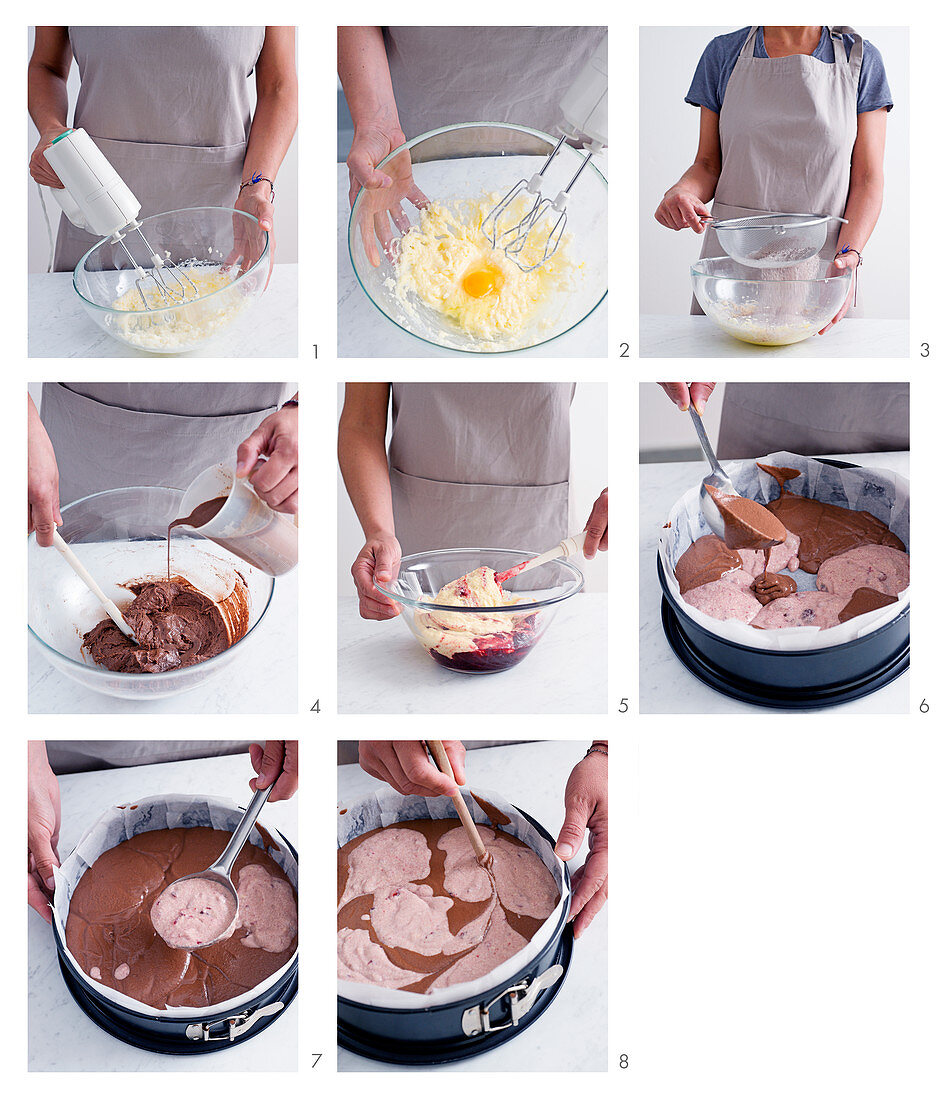 Einen Schokoladen-Sauerkirsch-Kuchen backen