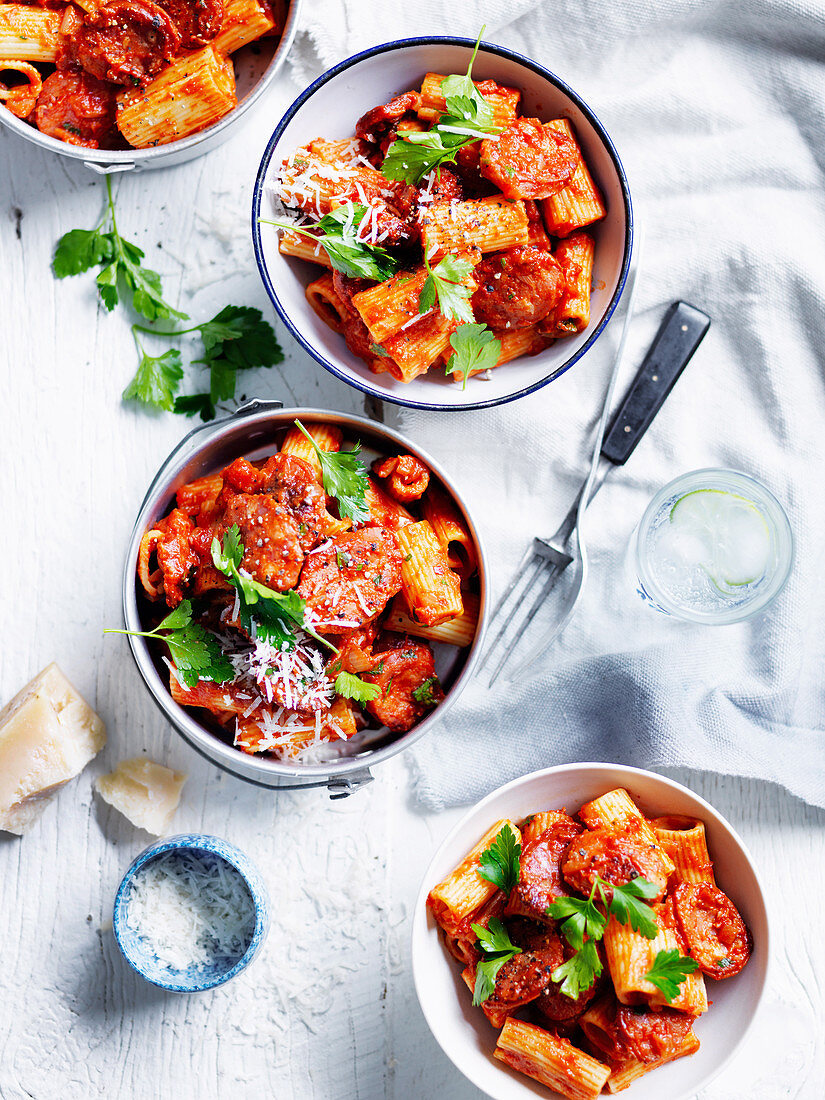 Rigatoni with Arrabbiata Chorizo Sauce