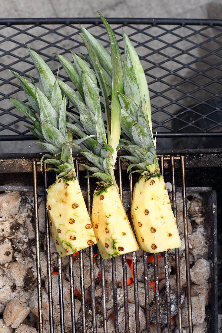 Pineapples on a grill