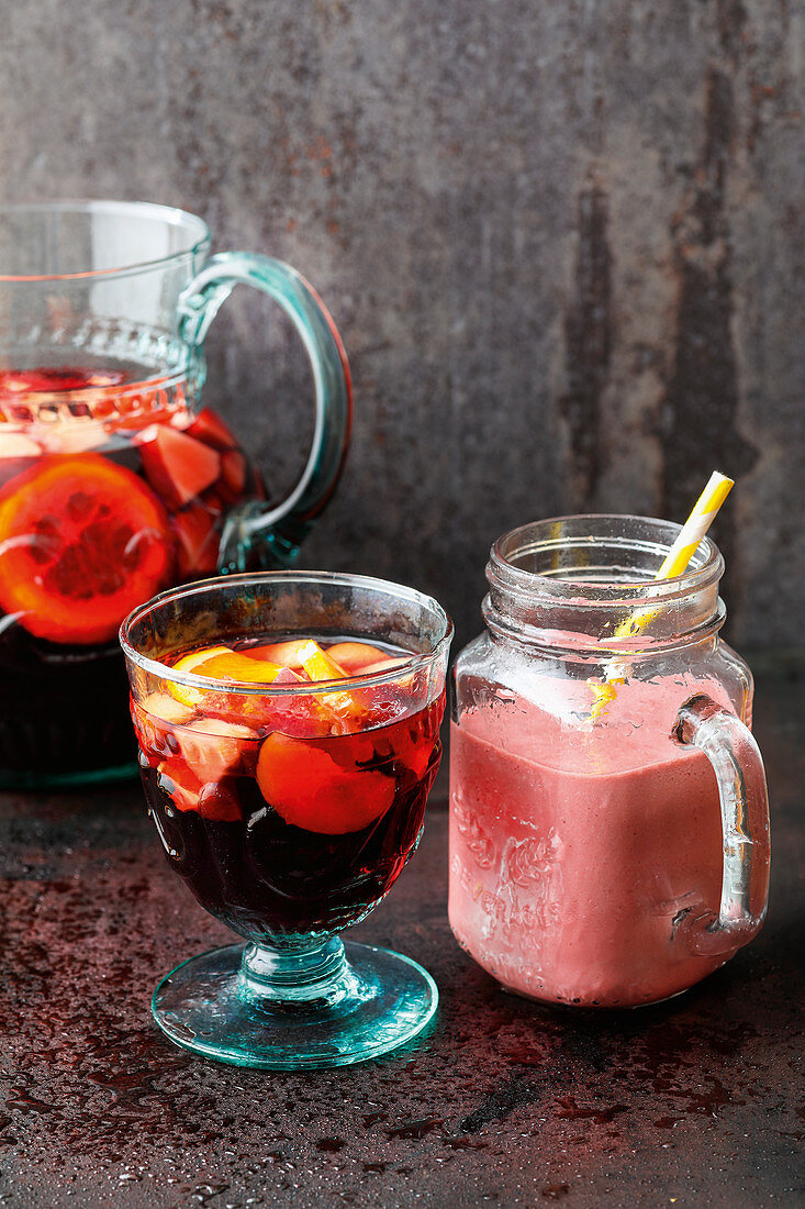 Sangria and sangria milkshake