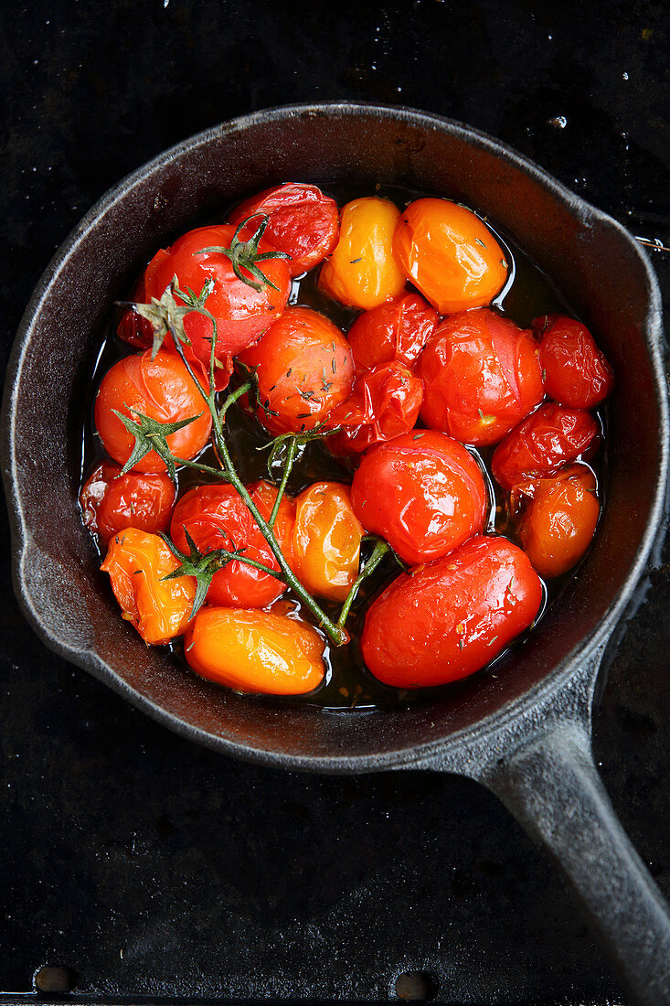 Stewed tomatoes in a pan