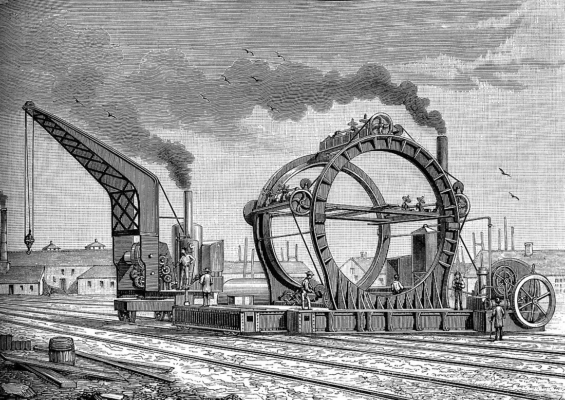 Building the Forth Bridge in Scotland, 19th century