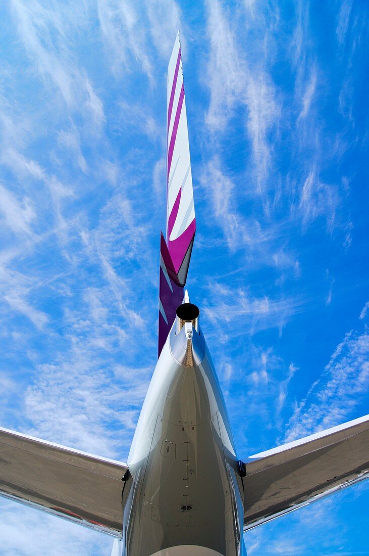 Airbus A380 tail from below