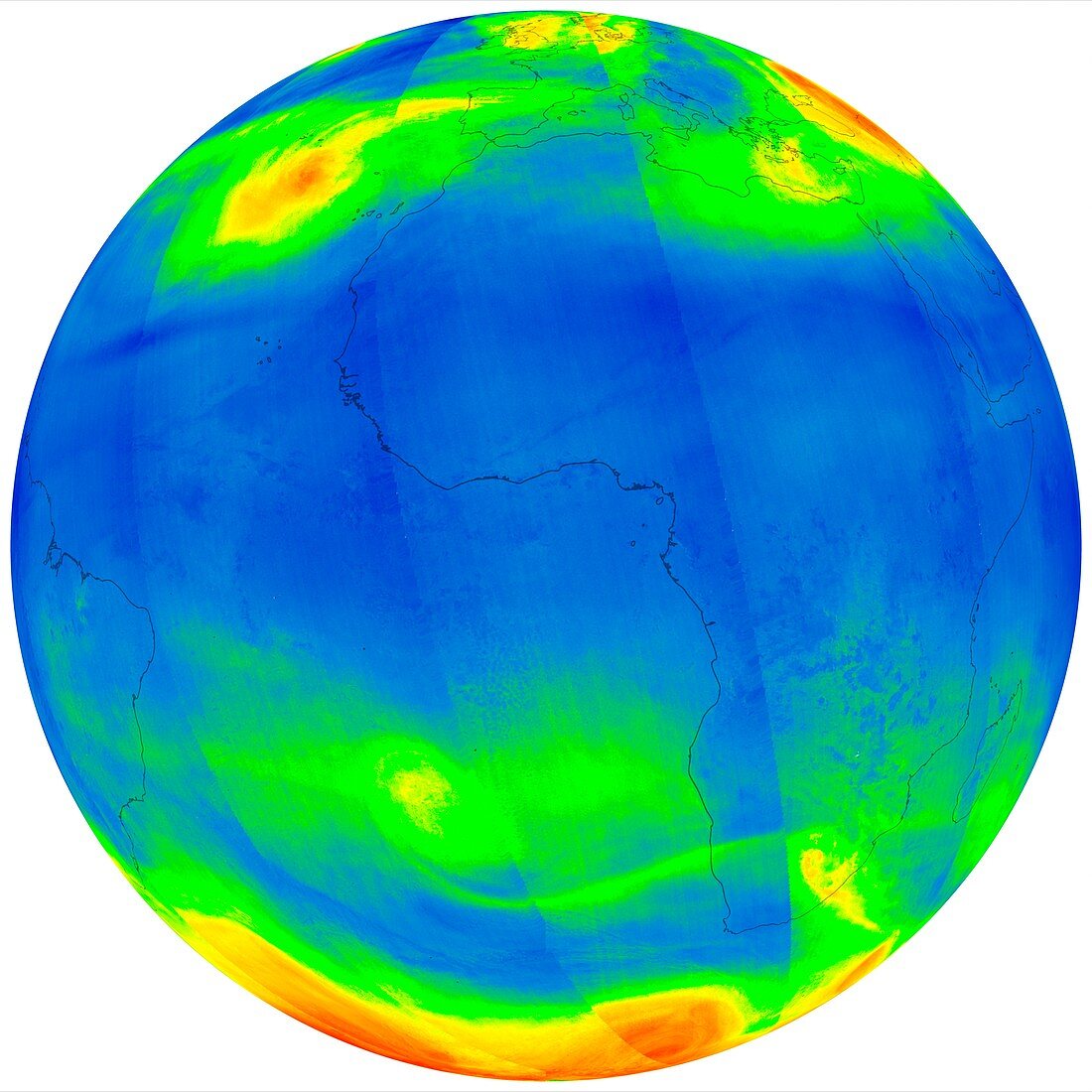 Ozone distribution, 2017 satellite map