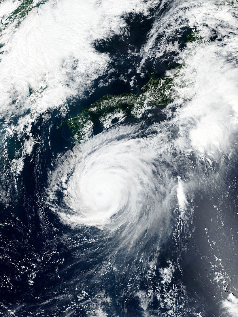 Typhoon Jebi approaching Japan, satellite image