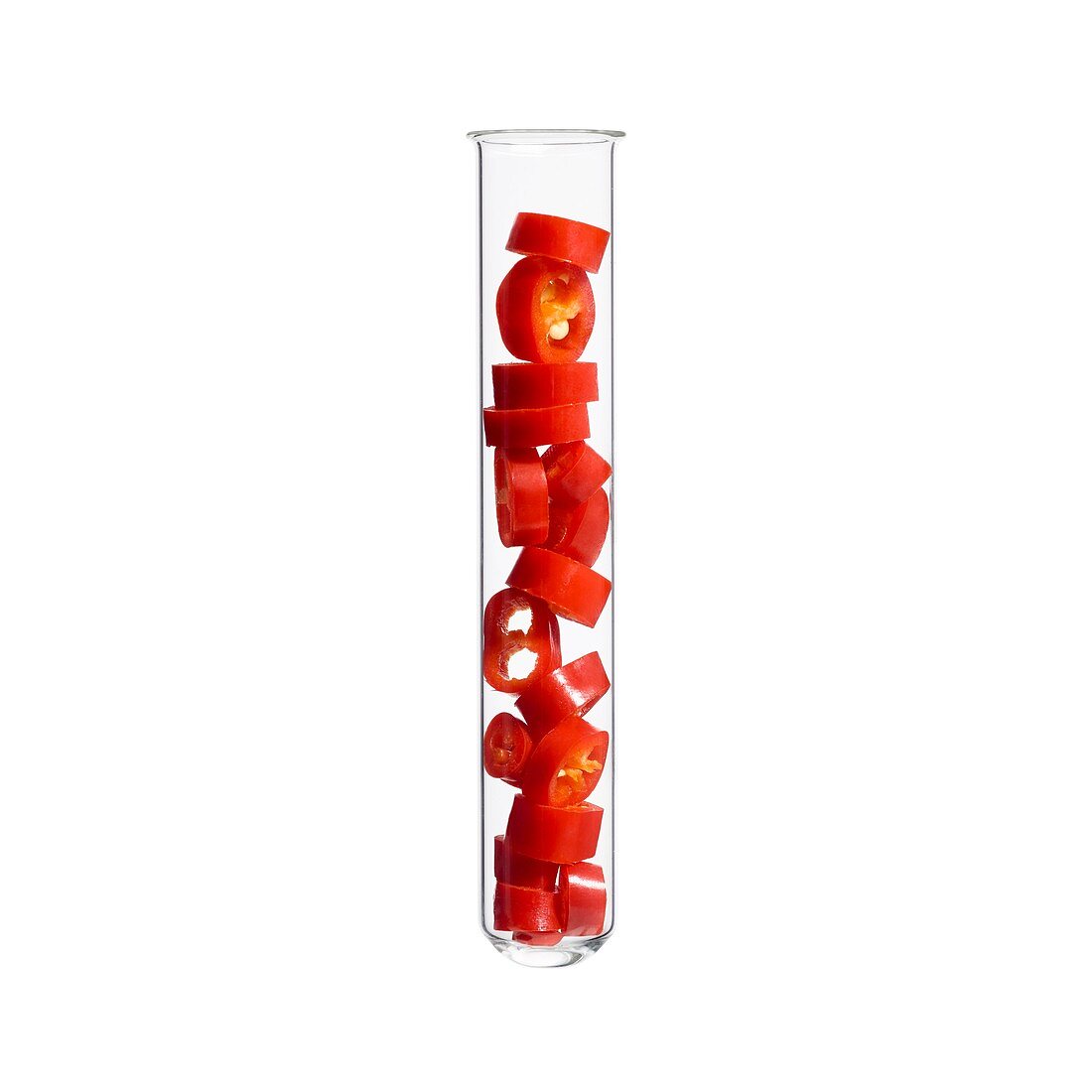 Red chilli pepper in test tube