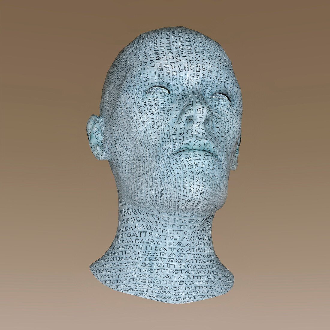 Head engraved with DNA, illustration