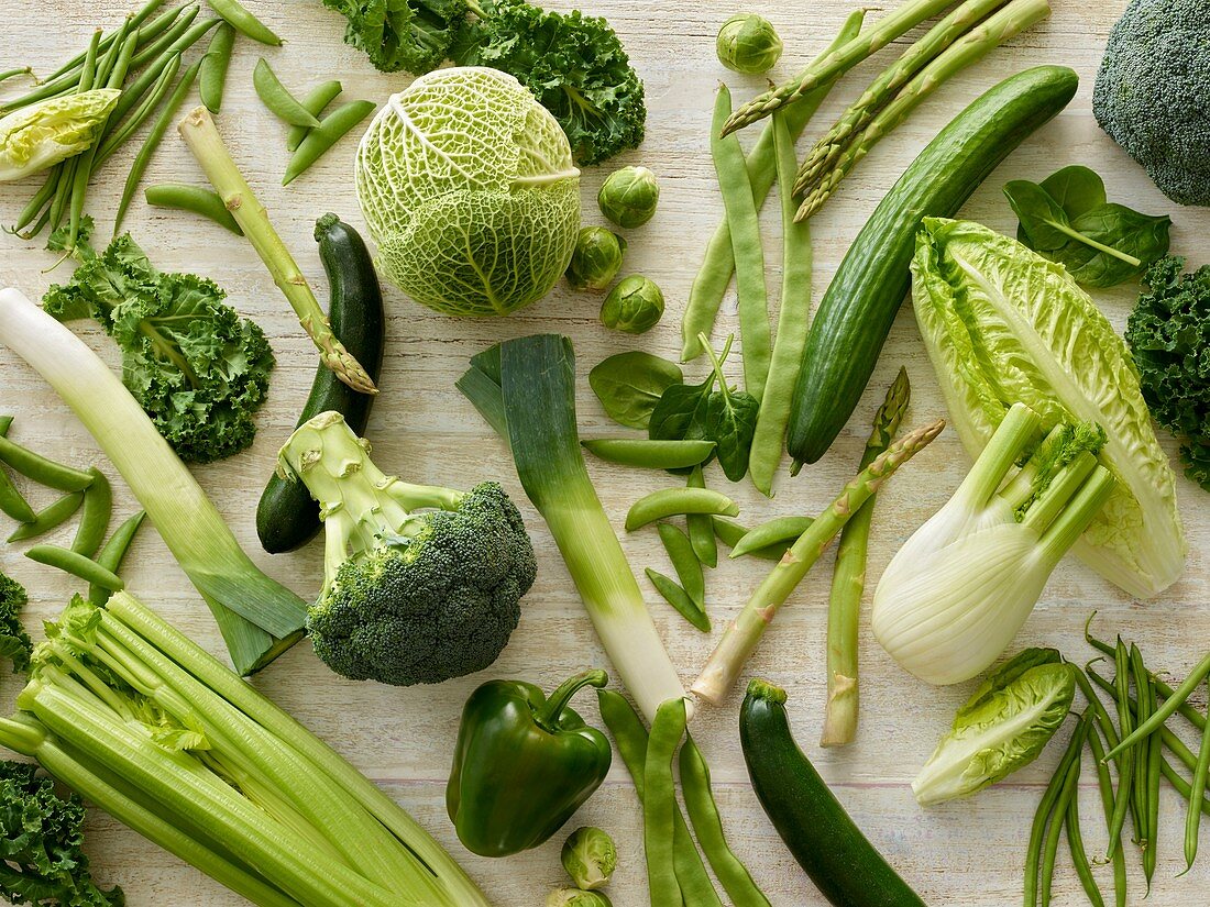 Variety of fresh green vegetables