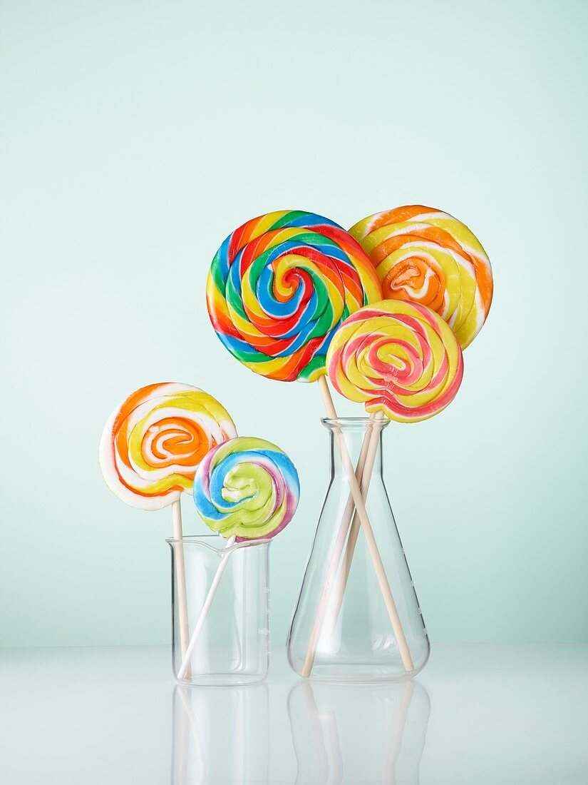 Laboratory glassware with lollipops